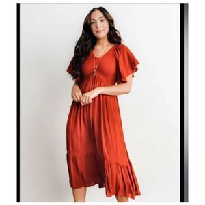 Balticborn NWT felicity smocked bodice in rust dress S